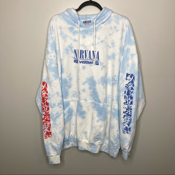 Urban Outfitters Tops - NWT URBAN OUTFITTERS UO Nirvana Nevermind Hoodie Sweatshirt Blue Tie Dye S/M